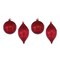 Melrose Set of 4 Red Sequined Glass Ball and Drop Christmas Ornaments 8"